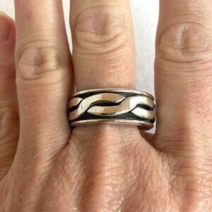 Sterling Silver 925 AE Braided Woven Celtic Pattern Unisex Band Ring Sz 11